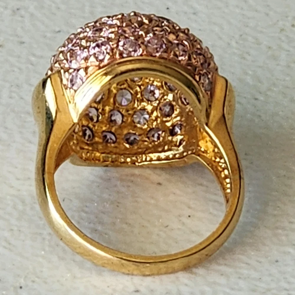 Ross-Simons Sterling Silver Gold Vermeil Pink Or Purple  Crystals Ring Size 7 - Picture 7 of 8